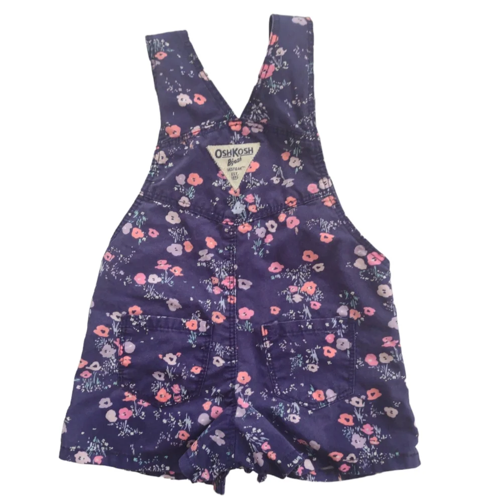 OshKosh B'gosh purple/pink floral cotton overalls Size 6‎ months